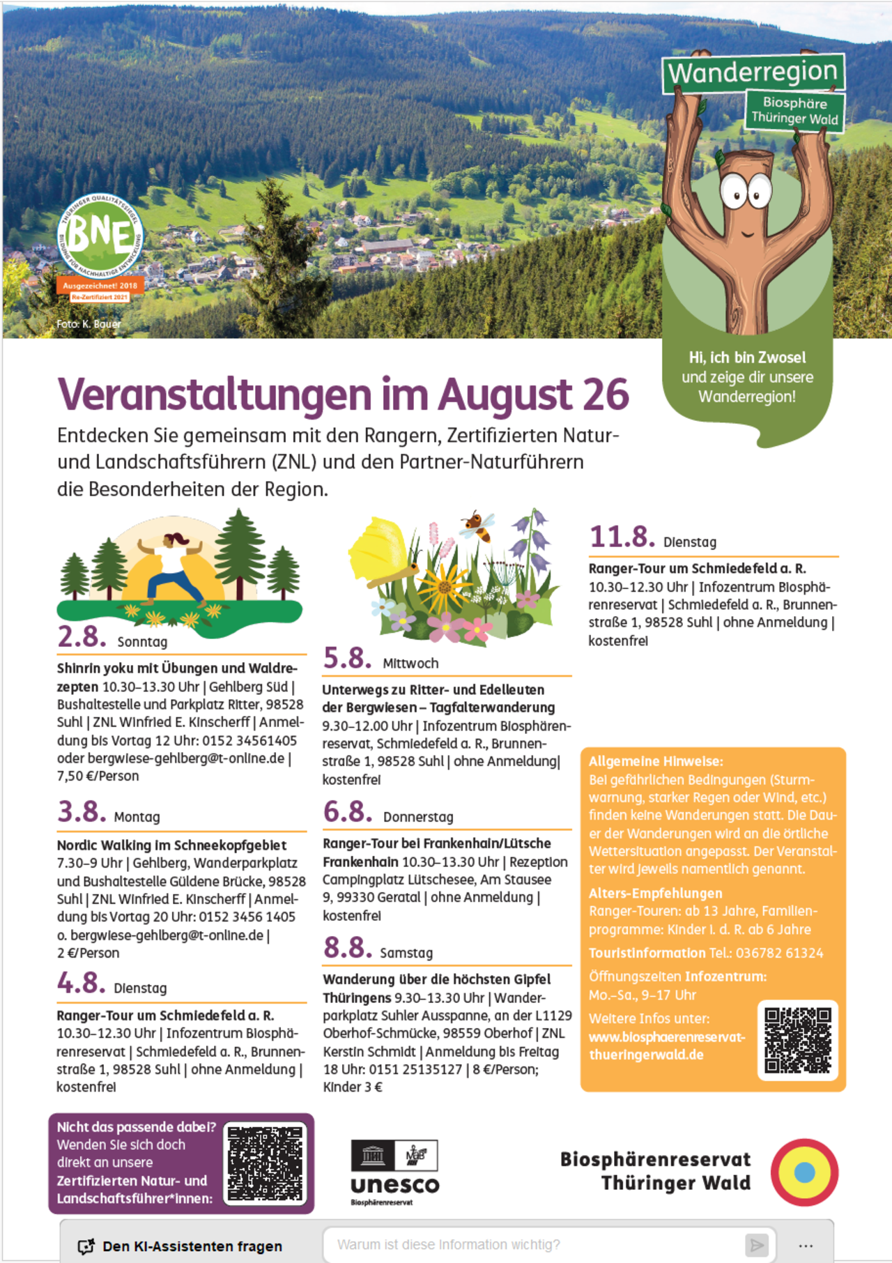 Veranstaltungskalder August 2026